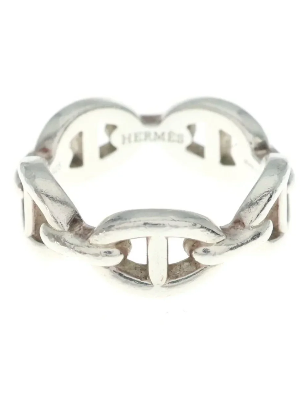Hermes Enchainee PM Chaine D'ancre Ring Silver